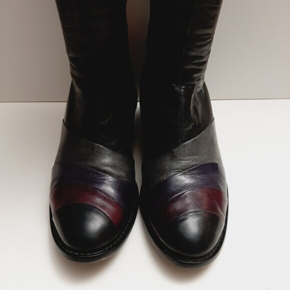 ARNOLD CHURGIN Handmade Colorblock Knee High Tall Boot Genuine Leather Sz US 6.5 - Picture 9 of 15